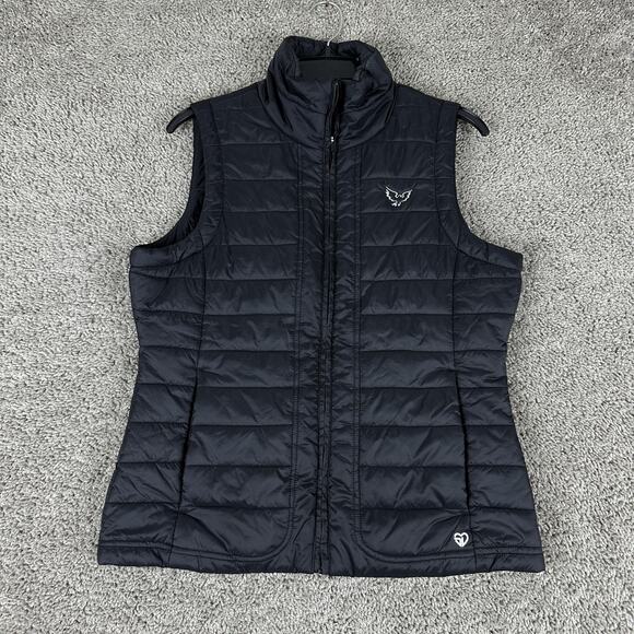 Straight Down Vest Womens Small Black Quilted Full Zip Puffer Golf Lightweight - Picture 1 of 13